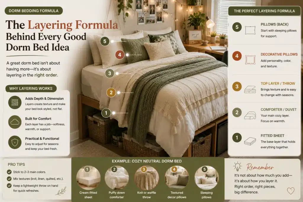 The Layering Formula Behind Every Good Dorm Bed Idea: Step-by-Step Guide to a Cozy Dorm Bed
