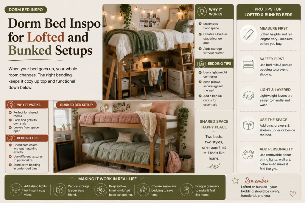 Dorm Bed Inspo for Lofted and Bunked Setups: Smart Space-Saving Ideas for College Dorm Rooms