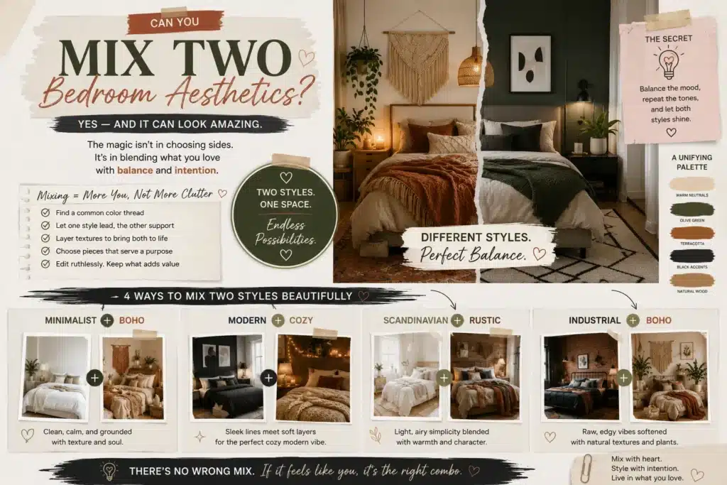 How to Mix Two Bedroom Aesthetics Without Making Your Room Feel Cluttered