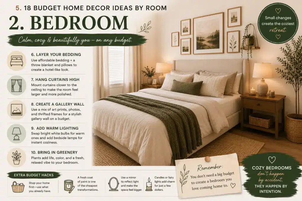 Budget Home Decor Ideas by Room: Affordable Bedroom Makeover Ideas