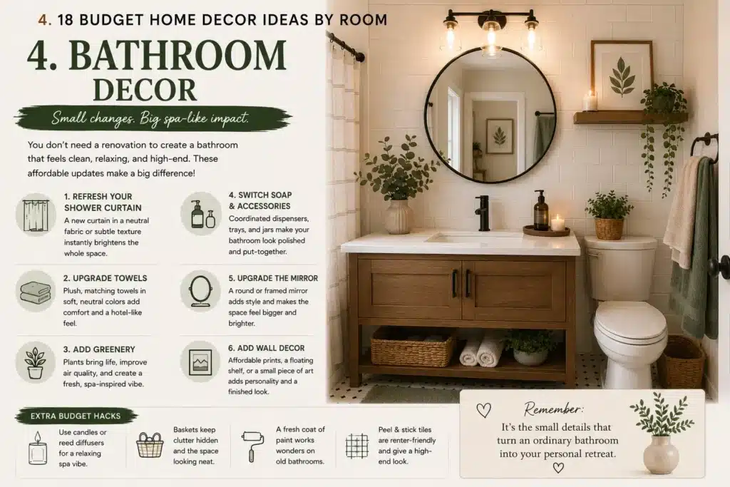 Budget Home Decor Ideas by Room: Bathroom Decor Ideas