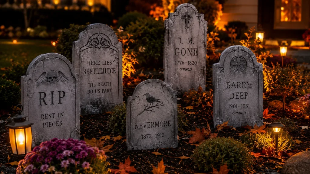 DIY foam tombstone garden decoration for Halloween yard